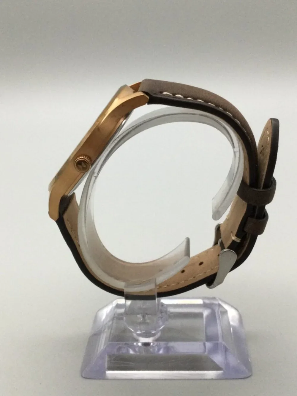 MVMT 40mm Mens Watch Rose Gold Tone Brown Leather Band